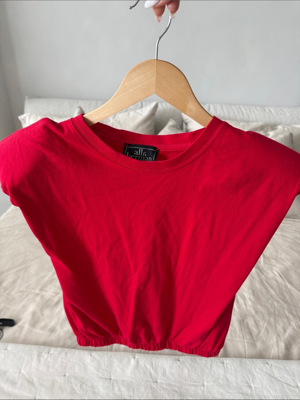 Alls Good Red Elastic-Hem Crop Top